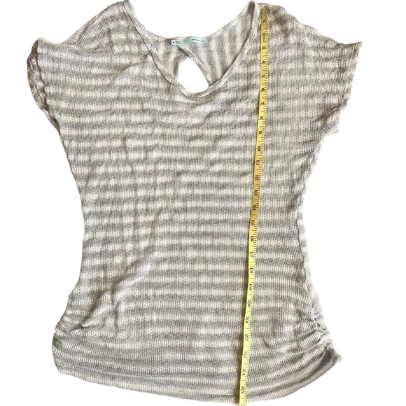 Maurices Gray & White Metallic Striped Short Sleeve Top - Picture 8 of 9